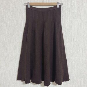 Kaging Dark Brown Knit Flare Skirt Pleated Style Size M